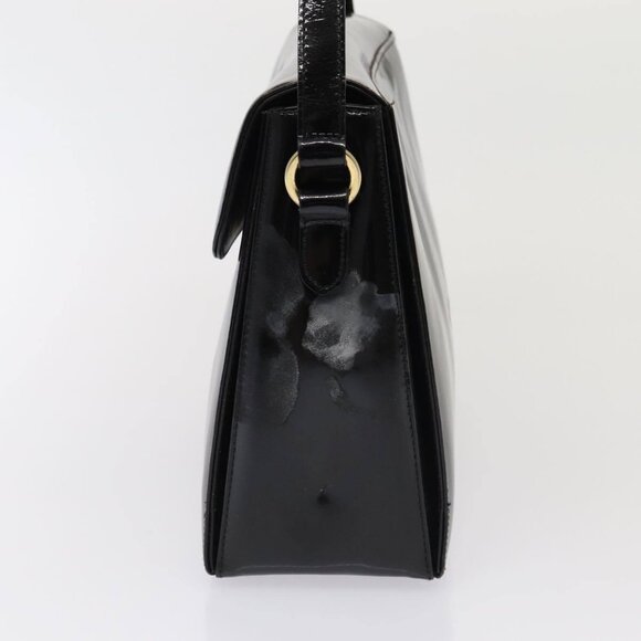 Salvatore Ferragamo Gancini Shoulder Bag Enamel Black Gold - Picture 5 of 16